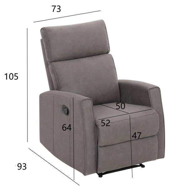 RELAXAČNÍ KŘESLO, kov, textil, šedá Xora - Relaxační křesla