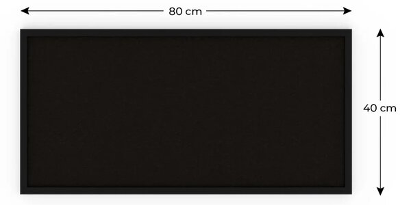 Allboards, Korková tabule, černá barva korku, 80x40 cm, lakovaný dřevěný rám, ČERNÁ TKBLACK84BK