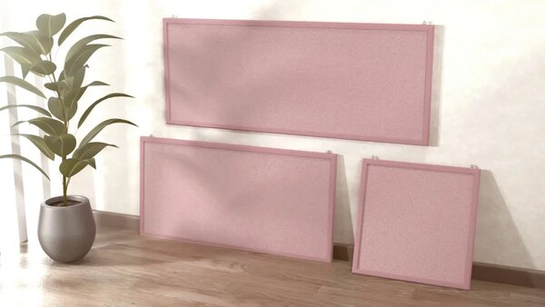 Allboards, korková tabule růžová barva korku 80x40 cm dřevěný rám lakovaný RŮŽOVÝ, TKPINK84P