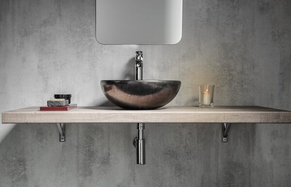 Sapho Sapho, ATTILA keramické umyvadlo, průměr 43cm, metalická měď, DK010