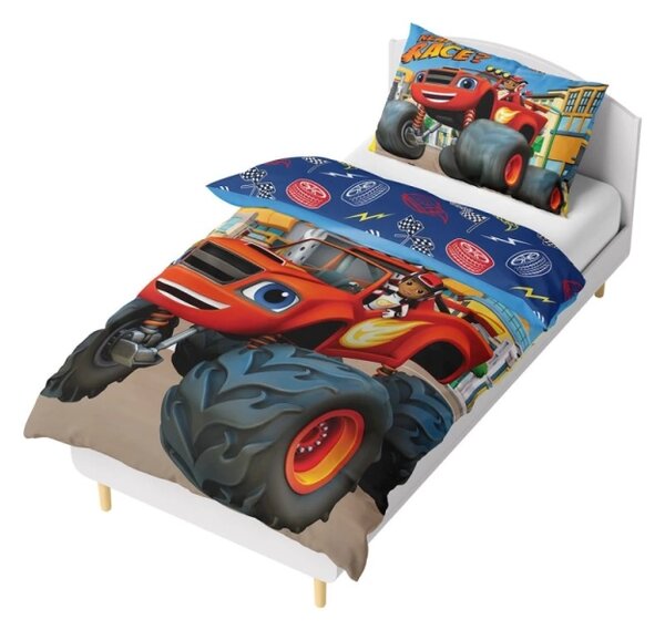 Carbotex povlečení bavlna Plamínek a Čtyřkoláci Připraven na závod 140x200, 70x90 cm