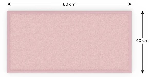 Allboards, korková tabule růžová barva korku 80x40 cm dřevěný rám lakovaný RŮŽOVÝ, TKPINK84P