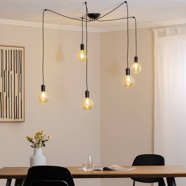 Nowodvorski Lighting Závěsné světlo Spider v černé barvě, pětilampové, stmívatelný, Černá, Obývací pokoj / jídelna, Moderní