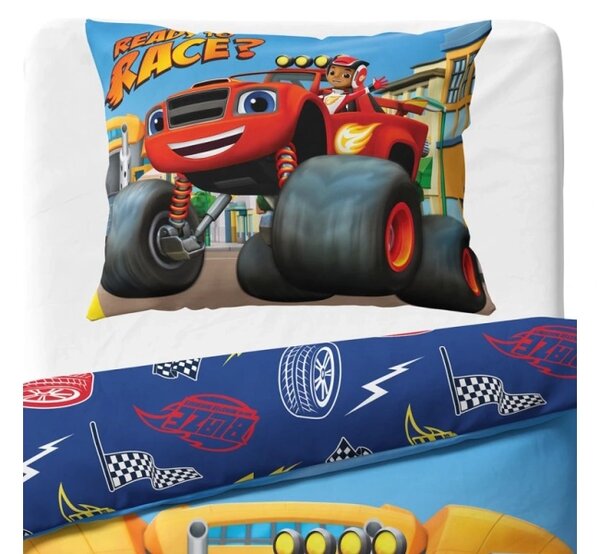 Carbotex povlečení bavlna Plamínek a Čtyřkoláci Připraven na závod 140x200, 70x90 cm