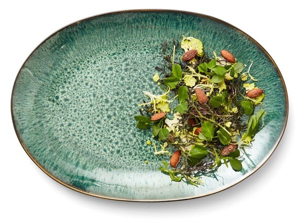 Zelený/černý servírovací talíř z kameniny Gastro Green/Black – Bitz