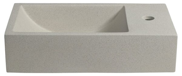 Sapho Sapho, CREST R betonové umyvadlo včetně výpusti, 40x22 cm, bílý pískovec, AR413
