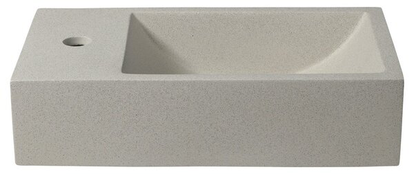 Sapho Sapho, CREST L betonové umyvadlo včetně výpusti, 40x22 cm, bílý pískovec, AR410