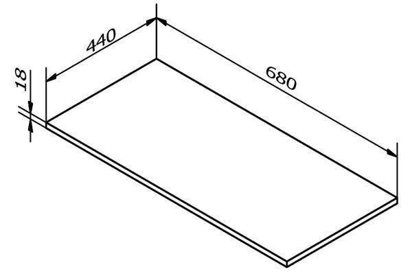 Sapho Sapho, Deska DTDL 680x18x440mm, dub Alabama, DT068-2222