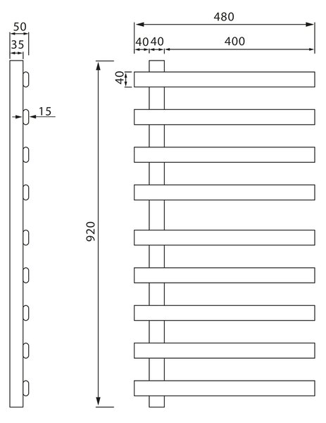 Sapho Sapho, ELCOR elektrický sušák ručníků 480x920x50mm, 128W, černá matná, EB460