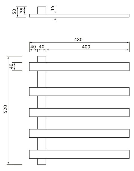 Sapho Sapho, ELCOR elektrický sušák ručníků 480x520x50mm, 85W, černá matná, EB530