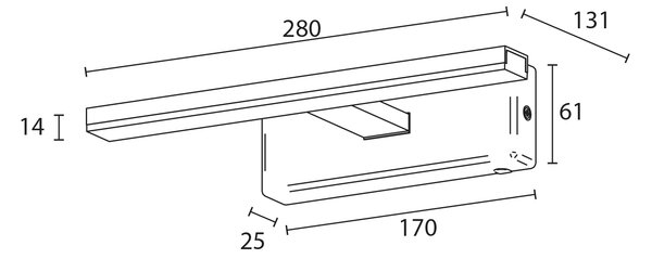 Sapho Sapho, ESTHER LED svítilna, 6 W, 280x62x131 mm, IP44, chrom, E26374CI