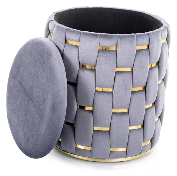 Signal Taburet Tiara Velvet s úložným prostorem šedý/zlatý