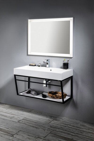 Sapho Sapho, FLUT LED podsvícené zrcadlo 900x700mm, bílá, FT090