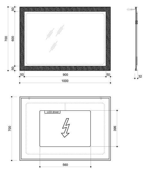Sapho Sapho, FLUT LED podsvícené zrcadlo 1000x700mm, bílá, FT100