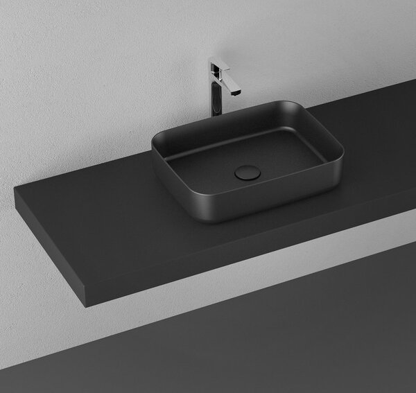 Isvea Sapho, INFINITY RECTANGLE keramické umyvadlo na desku, 50x36 cm, černá, 10NF65050-2N