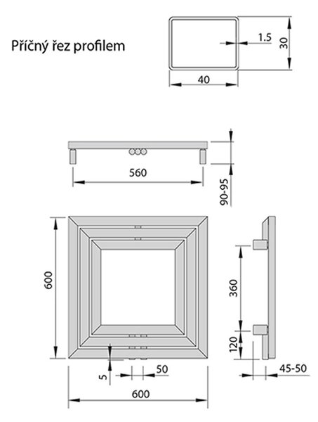 Sapho MONOPOLI otopné těleso 600x600mm, 312 W, stříbrná structural PO606SS