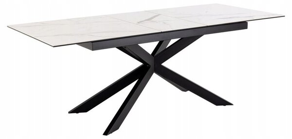 Actona Jídelní rozkládací stůl Irwine 168/210 cm bílý mramor/černý