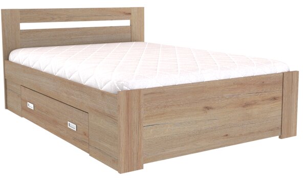Zvýšené francouzské lůžko FABIE Šířka 120 cm, Modřín latte, zapuštěné úchytky