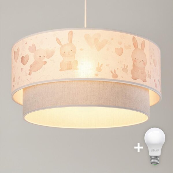 Brilagi- LED Dětský lustr na lanku BOBO 1xE27/60W/230V pr.40 cm krém./šedá/král
