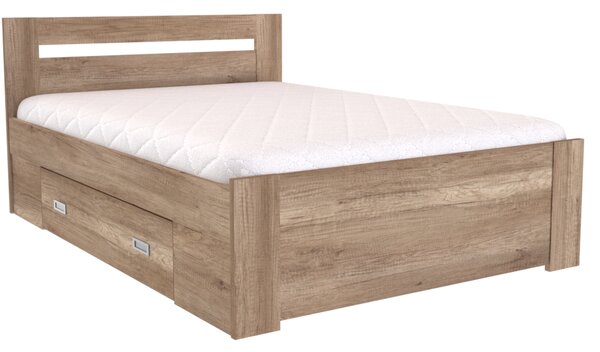 Zvýšené francouzské lůžko FABIE Šířka 120 cm, Modřín latte, zapuštěné úchytky