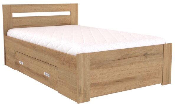 Zvýšené francouzské lůžko FABIE Šířka 120 cm, Modřín latte, zapuštěné úchytky