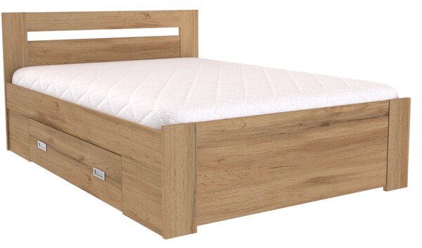 Zvýšené francouzské lůžko FABIE Šířka 120 cm, Modřín latte, zapuštěné úchytky
