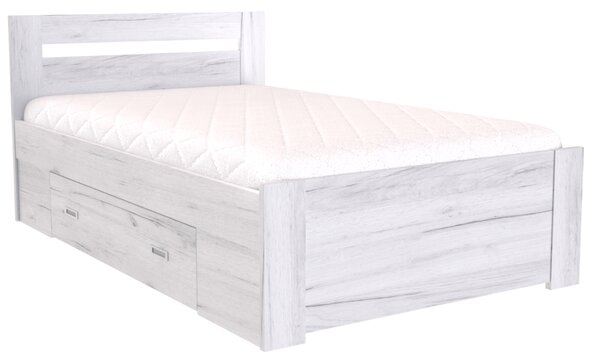 Zvýšené francouzské lůžko FABIE Šířka 120 cm, Modřín latte, zapuštěné úchytky