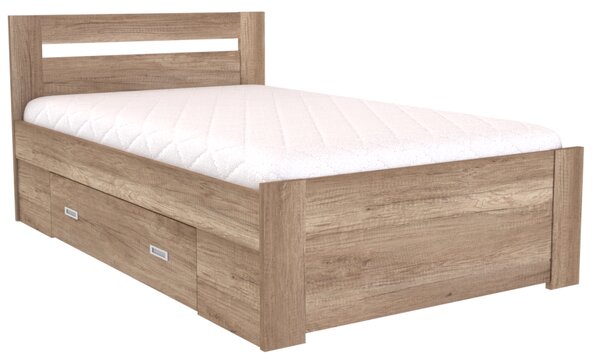 Zvýšené francouzské lůžko FABIE Šířka 120 cm, Modřín latte, zapuštěné úchytky