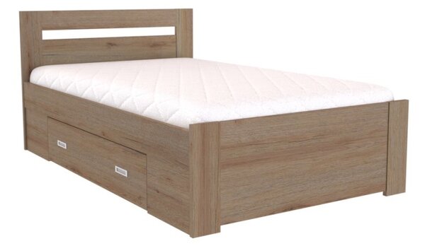 Zvýšené francouzské lůžko FABIE Šířka 120 cm, Modřín latte, zapuštěné úchytky