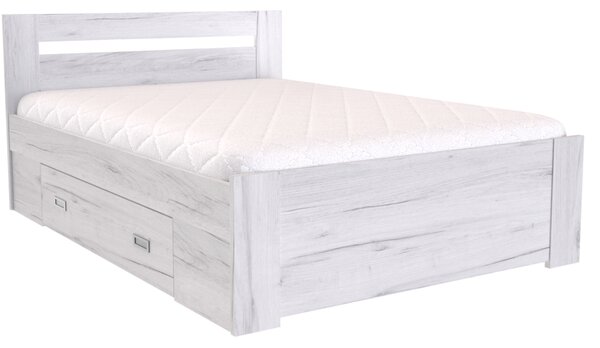 Zvýšené francouzské lůžko FABIE Šířka 120 cm, Modřín latte, zapuštěné úchytky