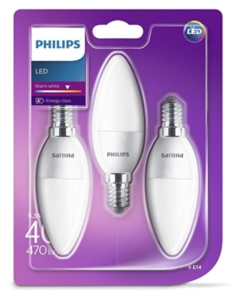 SADA 3x LED Žárovka Philips B35 E14/5,5W/230V 2700K