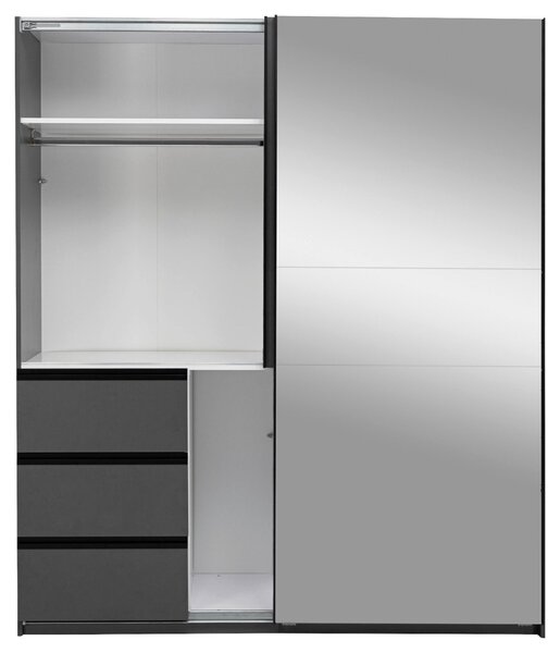 ŠATNÍ SKŘÍŇ S POSUVNÝMI DVEŘM, barvy grafitu, 175/210/61,5 cm P & B - Šatní skříně, Online Only