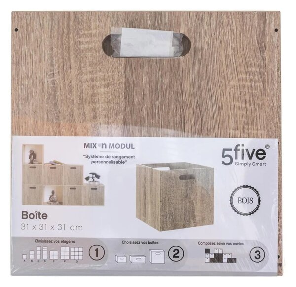 Úložný box Wood, 31x31x31 cm, hnědá