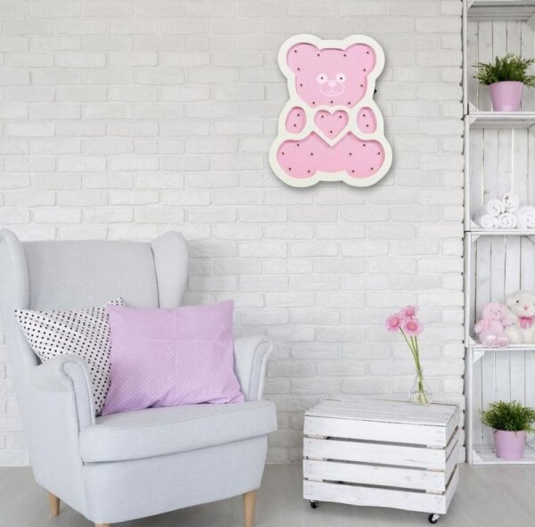 LED Dětská lampa LED/2xAA růžový medvěd