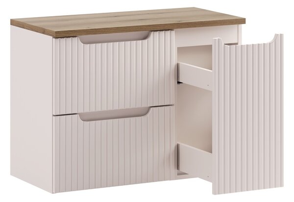 Comad Závěsná skříňka pod umyvadlo Nova Cashmere I s deskou 80 cm kašmírová/dub evoke