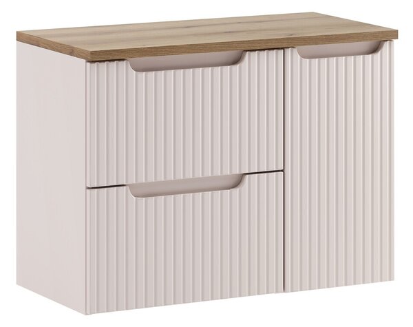 Comad Závěsná skříňka pod umyvadlo Nova Cashmere I s deskou 80 cm kašmírová/dub evoke