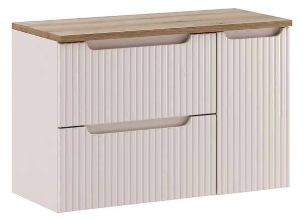 Comad Závěsná skříňka pod umyvadlo Nova Cashmere s deskou 90 cm kašmírová/dub evoke