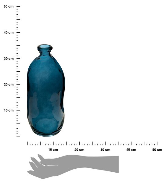 Skleněná váza Jeanne Blue 14,5x35 cm