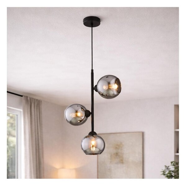Brilagi - Lustr na lanku DIOR 3xE27/60W/230V černá/kouřová šedá