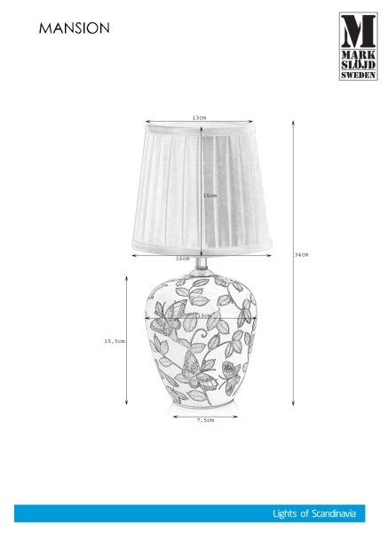 Markslöjd 107039 - Stolní lampa MANSION 1xE14/40W/230V
