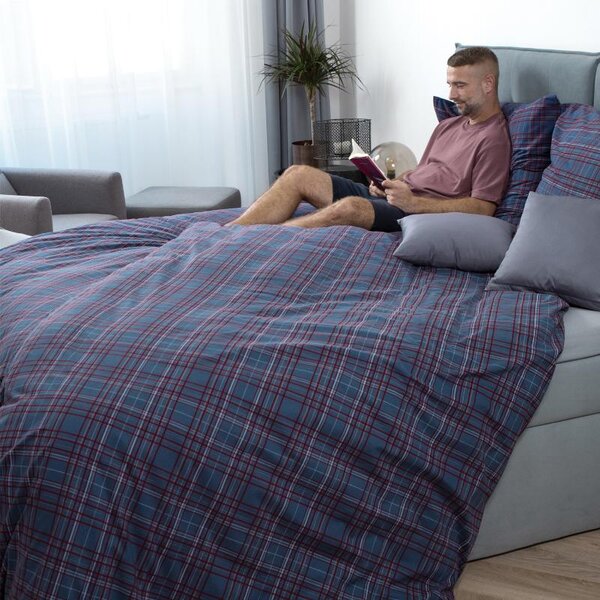 Povlečení KLASIK SOFT kostky modrá 140 x 200/70 x 90 cm