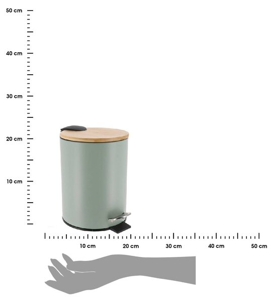 Odpadkový koš Timeless, zelená/s dřevěnými prvky, 2,5 l