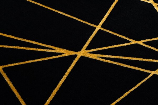 Dywany Łuszczów, Kusový koberec Gloss 406C 86 geometric black/gold, 140x190, černá, chodba / předsíň