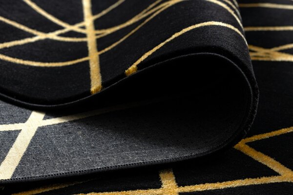 Dywany Łuszczów, Kusový koberec Gloss 406C 86 geometric black/gold, 140x190, černá, chodba / předsíň