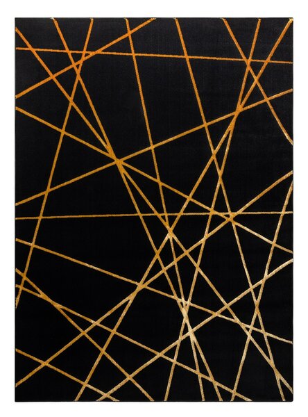 Dywany Łuszczów Kusový koberec Gloss 406C 86 geometric black/gold ROZMĚR: 240x330