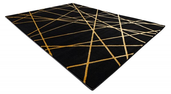 Dywany Łuszczów, Kusový koberec Gloss 406C 86 geometric black/gold, 140x190, černá, chodba / předsíň