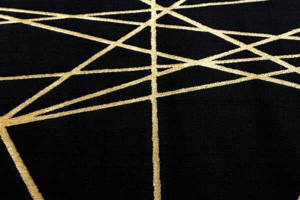 Dywany Łuszczów, Kusový koberec Gloss 406C 86 geometric black/gold, 140x190, černá, chodba / předsíň