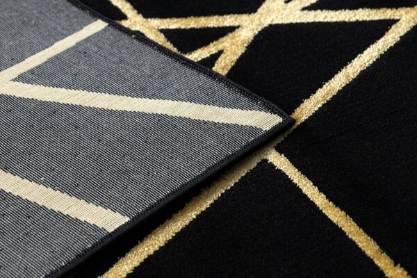 Dywany Łuszczów, Kusový koberec Gloss 406C 86 geometric black/gold, 140x190, černá, chodba / předsíň