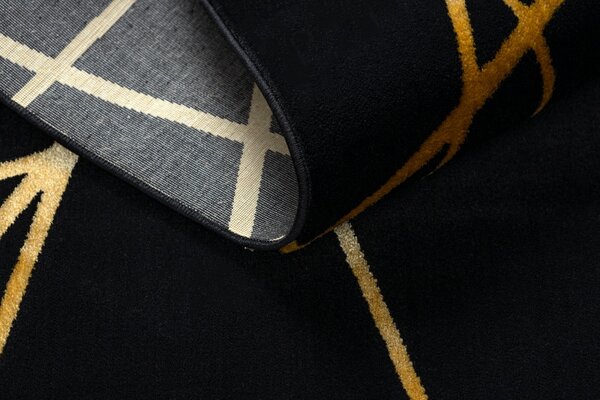 Dywany Łuszczów, Kusový koberec Gloss 406C 86 geometric black/gold, 140x190, černá, chodba / předsíň
