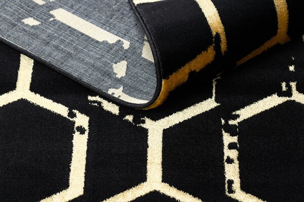 Dywany Łuszczów, Kusový koberec Gloss 407C 86 black/gold, 120x170, černá, chodba / předsíň
